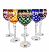 Kolorowe kryształowe kieliszki Rymery 280ml Krata Oliwka 6 sztuk MaRika