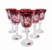 Rubinowe kryształowe kieliszki do wina 170ml Młynek Oliwka MaRika