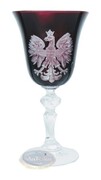 Kryształowe rubinowe kieliszki do Likieru 60 ml z grawerowanym orłem MaRika