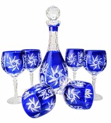 Kobaltowy kryształowy zestaw do Wina Młynek Oliwka MaRika