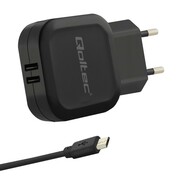 Qoltec Ładowarka sieciowa 17W | 5V | 3.4A | 2xUSB + kabel Micro USB Qoltec