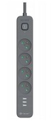 Tracer Listwa zasilająca antyprzepięciowa Power Line+ mobile ready 1.5m (4 gniazda + 3x USB A, 5V 2.4A) Tracer