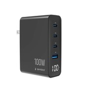 Gembird Ładowarka uniwersalna GaN 100W LCD 3xUSB-C 1xUSB-A czarna Gembird