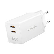LogiLink Ładowarka sieciowa 2x USB-C, 65W, biała LogiLink