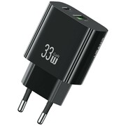 USAMS Ładowarka sieciowa T65 33W Fast Charging 1xUSB-C 1xUSB-A czarna USAMS