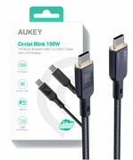 AUKEY CB-MCC102 kabel USB-C - USB-C 1.8m 100W PD 5A 20V LED nylonowy oplot czarny AUKEY
