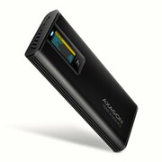 AXAGON EEM2-SD2B Obudowa zewnętrzna aluminiowa bezśrubowa USB-A/C 3.2 Gen2 M.2 NVMe/SATA wyświetlacz LED, czarny AXAGON