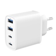 Gembird Ładowarka uniwersalna GaN 40W LCD 3xUSB-C 1xUSB-A biała Gembird