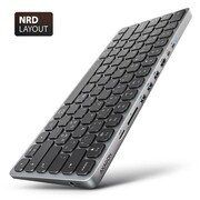AXAGON Klawiatura HMC-KB-NRD USB-C 5Gbps z wieloportowy hub 9in1, SD/microSD, 3x USB-A, HDMI 4K/60Hz, PD 100W, Audio, Nordic layout, 60cm USB-C kabel AXAGON