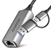 AXAGON ADE-TXCA Karta sieciowa Gigabit Ethernet adapter, USB-C (USB-A redukcja) 3.2 Gen 1, instalacja automatyczna AXAGON