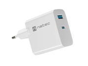 Natec Ładowarka sieciowa RIBERA GAN 1X USB-A + 1X USB-C 65W Biała Natec