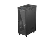Lanberg Szafa instalacyjna rack stojąca 19 cali 32U 600x1000 drzwi przeszklone LCD czarna (Flat pack) Lanberg
