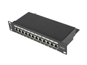 Lanberg Patch Panel 12 Port 1U 10 cali kat.5e ekranowany czarny Lanberg