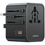 USAMS Ładowarka Travel Adapter 25W US/AU/EU/UK 2xUSB-C czarny 4w1 USAMS