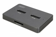 Digitus Stacja dokująca USB-C 3.2 Gen2 dla dysków SSD M.2 Duo NVMe oraz SATA (max. 2x 4 TB) z czytnikiem kart SD-Express 7.1 (max. 2 TB), czarna Digitus