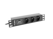 Lanberg Listwa zasilająca Rack PDU 10 cali 1U 3x 230V PL 2m 10A czarna C14 Lanberg