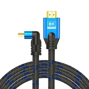 Savio Kabel HDMI (M) v2.1, 1,8m, kątowy, 8K, miedź, niebiesko-czarny, złote końcówki, ethernet/3D, CL-147 Savio