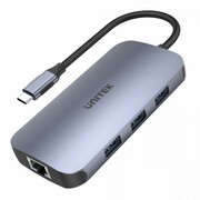 Unitek HUB USB-C 9w1, USB-C, HDMI 2.0, RJ45, PD 100W, czytnik SD; D1071A Unitek