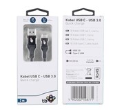 TB Kabel USB 3.0 - USB C 2m PREMIUM 3A czarny TPE TB