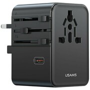 USAMS Ładowarka Travel Adapter 70W US/AU/EU/UK 3xUSB-C 4w1 czarny USAMS