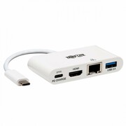 Eaton Wieloportowy adapter USB-C 4K HDMI, port USB-A, GbE, ładowanie PD 60 W, HDCP U444-06N-H4GU-C Biały Eaton