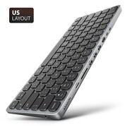 AXAGON HMC-KB-US Klawiatura USB-C 5Gbps z wieloportowy hub 9in1, SD/microSD, 3x USB-A, HDMI 4K/60Hz, PD 100W, Audio, US layout, 60cm USB-C kabel AXAGON