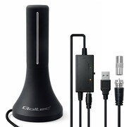 Qoltec Wewnętrzna antena DVB-T/T2 | wzmacniacz sygnału | 4K | wysoki zysk 32dBi | kabel 4m Qoltec