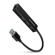 AXAGON HMA-GL3A Wieloportowy hub USB 4in1, 5Gbps, 3x USB-A + GLAN, metalowy, 20cm USB-A kabel AXAGON