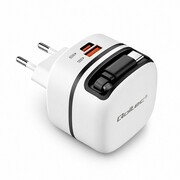 Qoltec Ładowarka sieciowa GaN 65W | USB-C PD PPS | 5-20V | 3-3.25A | wysuwany kabel Qoltec