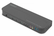Digitus Przełącznik KVM, 4 portowy, 4K 60Hz, 4x DP IN, 1x DP OUT, 1x HDMI OUT, 2x USB A, 1x Audio IN&OUT Digitus