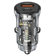 USAMS Ładowarka samochodowa 30W 1xUSB + 1xUSB-C Fast Charge USAMS