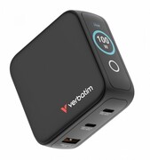 Verbatim Ładowarka Mini GaN 100W Smart TFT 2xUSB-C 1xUSB-A UE/UK/USA Verbatim