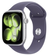 Apple Watch Series 11 GPS koperta 42 mm z aluminium w kolorze srebrnym, pasek sportowy w kolorze mlecznego fioletu - rozmiar M/L Apple
