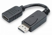Digitus Kabel adapter Displayport z zatrzaskiem 1080p 60Hz FHD Typ DP/HDMI A M/Ż czarny 0,15m Digitus