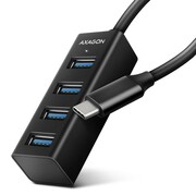AXAGON HUE-M1C Hub 4-portowy Mini metalowy USB 3.2 Gen 1, 20cm USB-C kabel AXAGON
