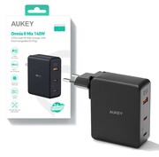 AUKEY PA-B7O Omnia II GaN ładowarka sieciowa 3xUSB (2xUSB C+1xUSBA) 140W PD3.1 PPS EU/US/UK AUKEY