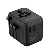 CRONG World Travel Adapter GaN 45W UK/EU/US/AU czarny CRONG
