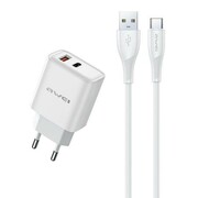 AWEI Ładowarka sieciowa GaN PD81T 22,5W USB+USB-C + kabel USB/USB-C AWEI