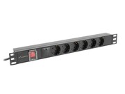 Lanberg Listwa zasilająca rack PDU 19 cali 1U 16A 6x230V schuko 2m czarna Lanberg