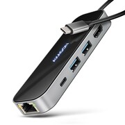 AXAGON HMC-6GLN Wieloportowy hub USB 6in1, 5Gbps, 2xUSB-A, 1x USB-C, GLAN, HDMI 4K/60Hz, PD 100W, 20cm USB-C kabel AXAGON