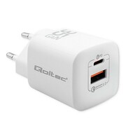 Qoltec Ładowarka sieciowa 35W GaN ULTRA | 5-20V | 2.25-3A | 1 x USB typ C PD | 1 x USB | Biała Qoltec