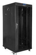 Lanberg Szafa instalacyjna rack stojąca 19 cali 27u 800x1000 czarna drzwi szklane LCD (flat pack) Lanberg