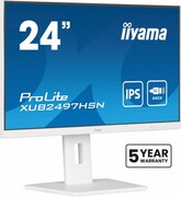 IIYAMA Monitor 24 cale XUB2497HSN-W2 IPS, USB-C Dock, HDMI, DP, 300cd, Pivot, HAS, biały /5y/ IIYAMA
