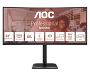 AOC Monitor CU34E4CV 34 cale 120Hz Curved VA HDMIx2 DP RJ45 HAS Głośniki AOC