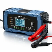 Qoltec Ładowarka 12V 15A | Prostownik z funkcją naprawy | AGM GEL LiFePO4 | 9-stopniowe ładowanie Qoltec