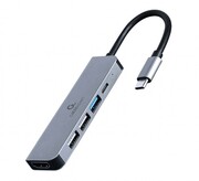 Gembird Adapter wieloportowy USB-C 5w1, PD, HDMI, USB 3.1, USB 2.0x2 Gembird