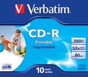 Verbatim CD-R 52x 700MB 10P JC Printable Azo 43325 Verbatim