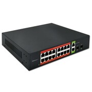 Qoltec Przełącznik sieciowy SWITCH Gigabit Ethernet PoE | 16x RJ45 | 2x RJ45 Uplink | 2x SFP | 1000 Mb/s Qoltec