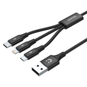 Unitek Kabel USB-A 3w1 USB-C/microUSB/ Lightning czarny C14049BK Unitek