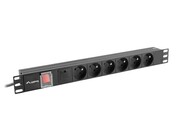 Lanberg Listwa zasilająca rack PDU 19 cali 1U 16A 6X 230V PL 2m czarna Lanberg